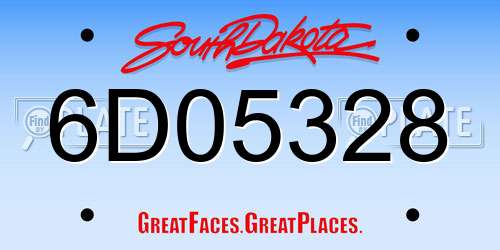 6D05328 South Dakota License Plate