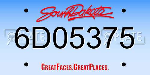 6D05375 South Dakota License Plate
