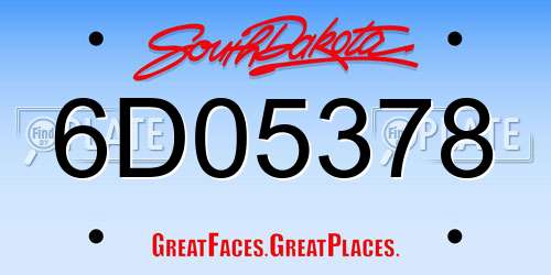 6D05378 South Dakota License Plate