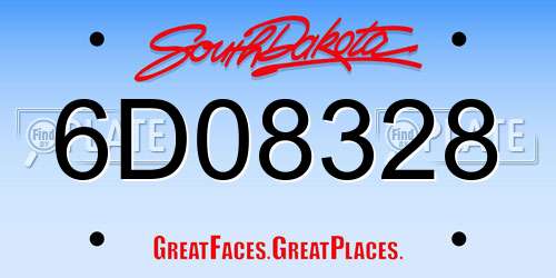 6D08328 South Dakota License Plate