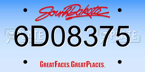 6D08375 South Dakota License Plate