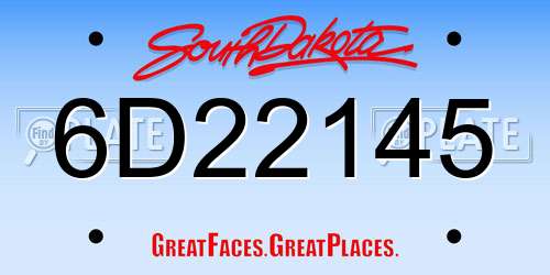 6D22145 South Dakota License Plate