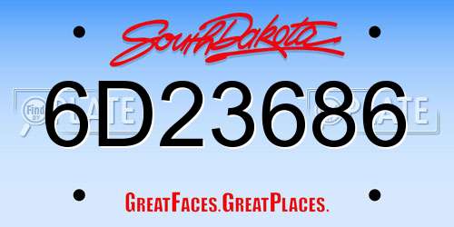 6D23686 South Dakota License Plate