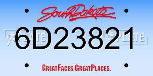 6D23821 South Dakota License Plate