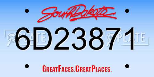 6D23871 South Dakota License Plate