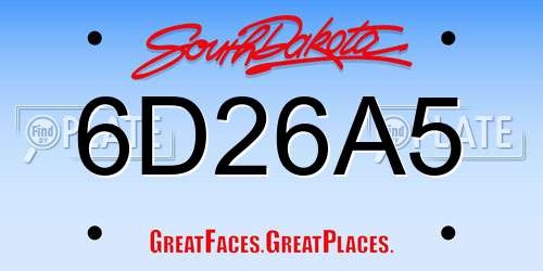 6D26A5 South Dakota License Plate
