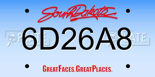 6D26A8 South Dakota License Plate