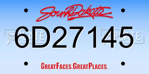 6D27145 South Dakota License Plate