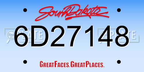 6D27148 South Dakota License Plate