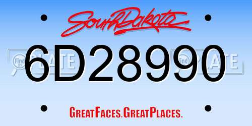6D28990 South Dakota License Plate