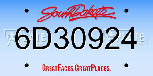 6D30924 South Dakota License Plate