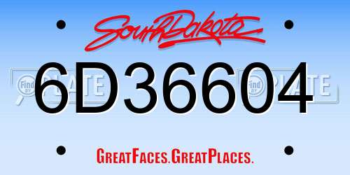 6D36604 South Dakota License Plate