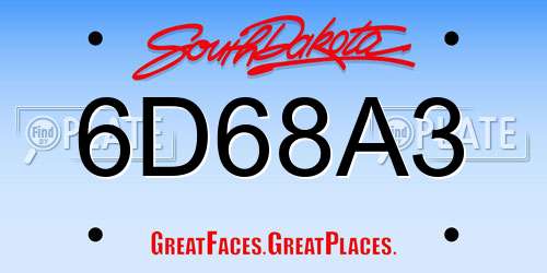 6D68A3 South Dakota License Plate