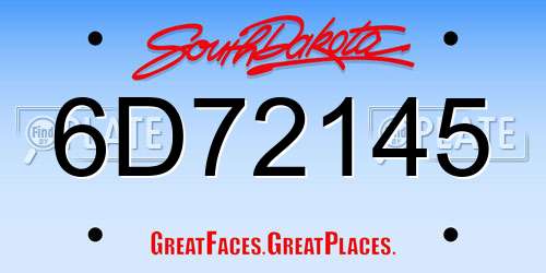 6D72145 South Dakota License Plate