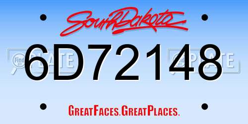 6D72148 South Dakota License Plate