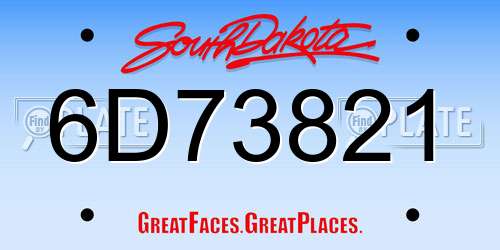 6D73821 South Dakota License Plate