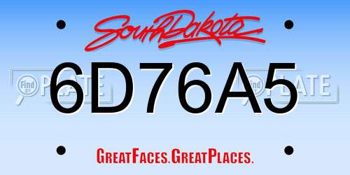 6D76A5 South Dakota License Plate