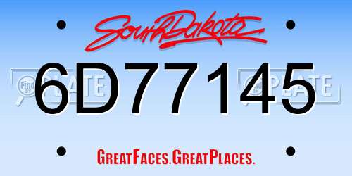 6D77145 South Dakota License Plate