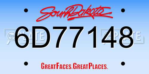 6D77148 South Dakota License Plate