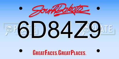 6D84Z9 South Dakota License Plate