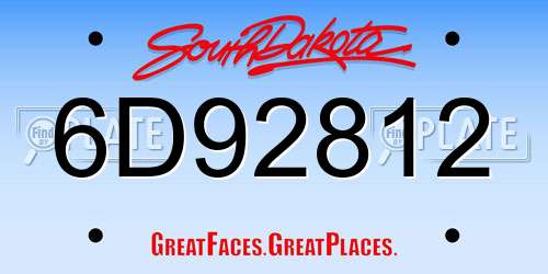 6D92812 South Dakota License Plate
