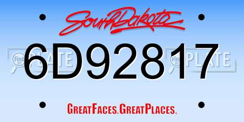 6D92817 South Dakota License Plate