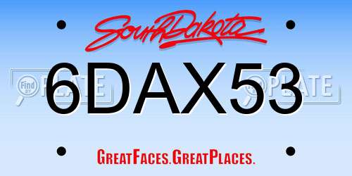 6DAX53 South Dakota License Plate
