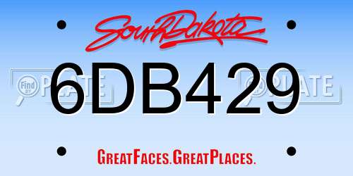 6DB429 South Dakota License Plate