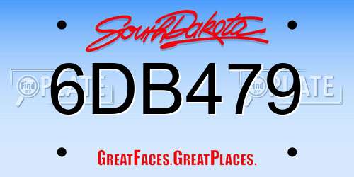 6DB479 South Dakota License Plate