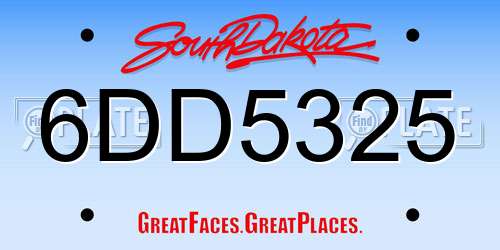 6DD5325 South Dakota License Plate