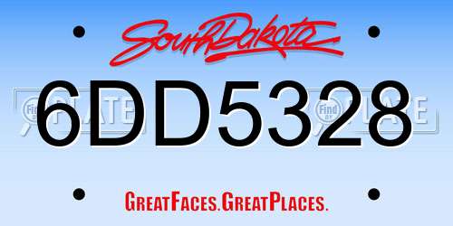 6DD5328 South Dakota License Plate