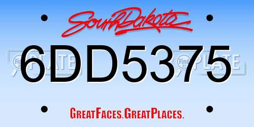 6DD5375 South Dakota License Plate
