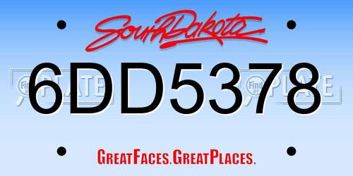 6DD5378 South Dakota License Plate