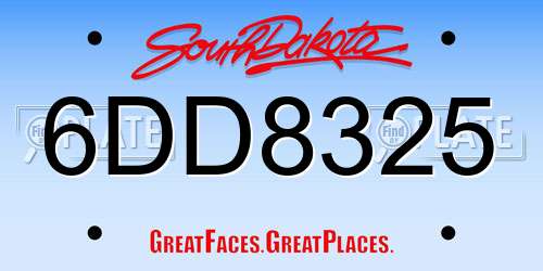 6DD8325 South Dakota License Plate