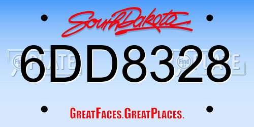 6DD8328 South Dakota License Plate