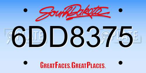 6DD8375 South Dakota License Plate