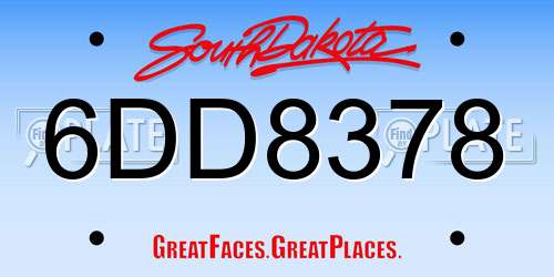 6DD8378 South Dakota License Plate