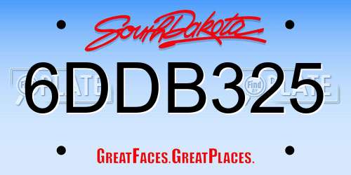 6DDB325 South Dakota License Plate