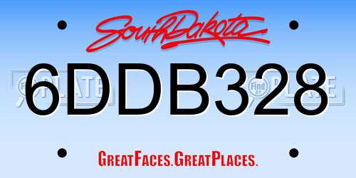 6DDB328 South Dakota License Plate
