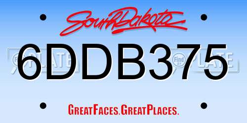 6DDB375 South Dakota License Plate