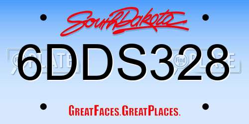 6DDS328 South Dakota License Plate