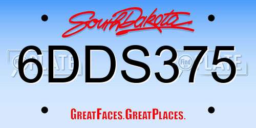6DDS375 South Dakota License Plate