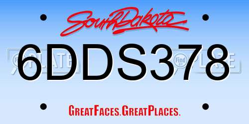 6DDS378 South Dakota License Plate