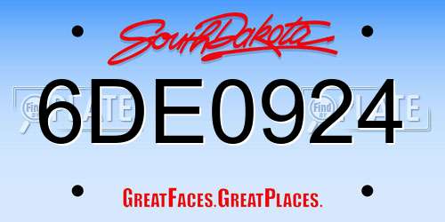 6DE0924 South Dakota License Plate