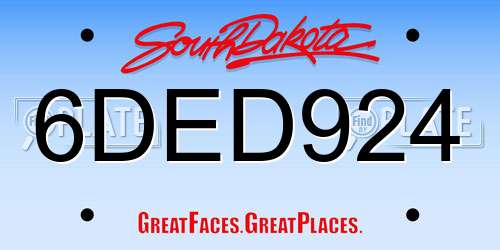 6DED924 South Dakota License Plate