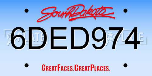 6DED974 South Dakota License Plate