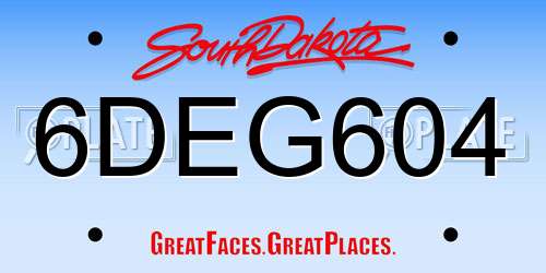 6DEG604 South Dakota License Plate