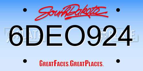 6DEO924 South Dakota License Plate