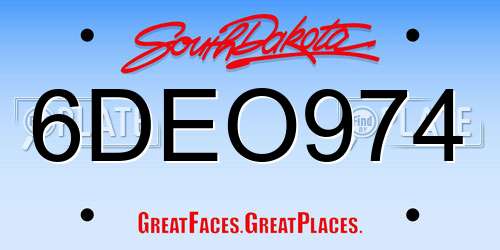 6DEO974 South Dakota License Plate