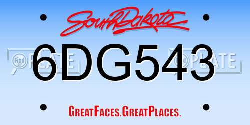 6DG543 South Dakota License Plate